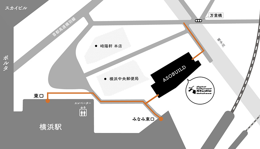デジハリ横浜への地図